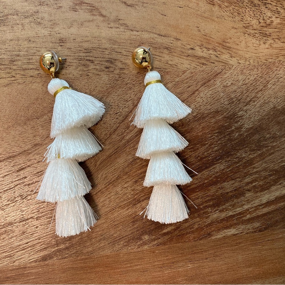 Baublebar white tassel earrings
